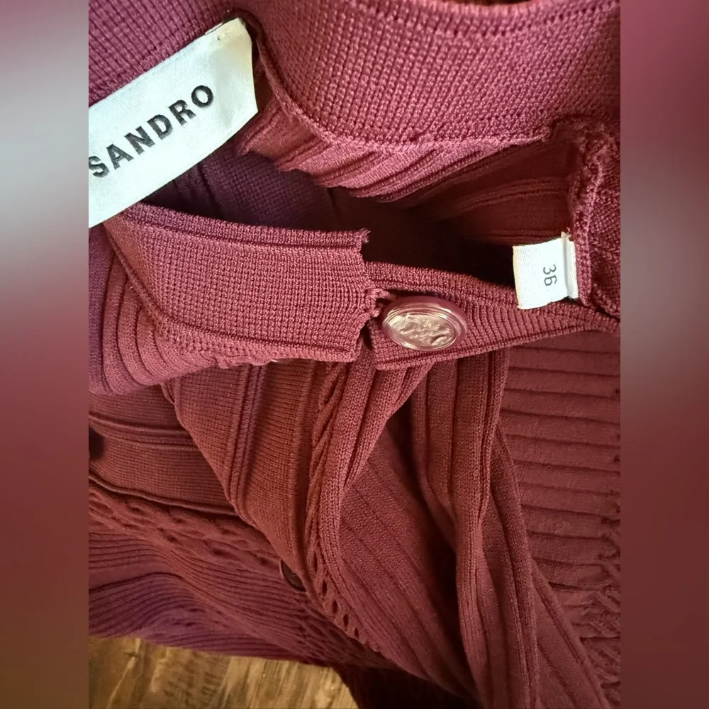 Sandro Milla Knit Midi Dress in Bordeaux size 36 - Picture 5 of 11